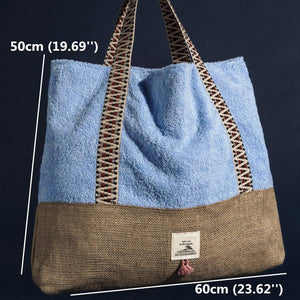 Women Towel Fabric Tote Beach Bags Large Capacity
