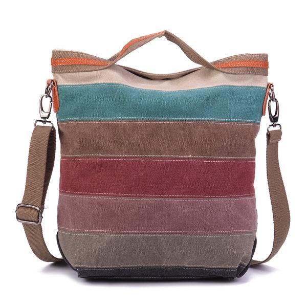 Contrast Color Striped Handbag Shoulder Bags For Women