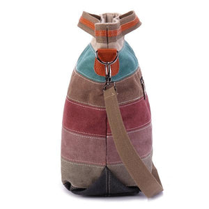 Contrast Color Striped Handbag Shoulder Bags For Women