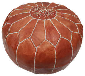 TAN MOROCCAN LEATHER POUF Genuine Leather