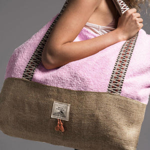 Women Towel Fabric Tote Beach Bags Large Capacity