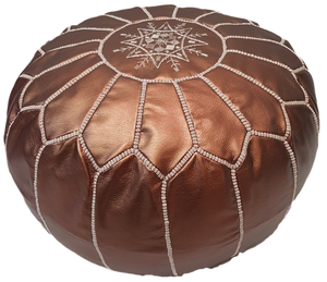 BRONZE Genuine Leather Moroccan Pouf