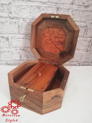 Thuya Wood Moroccan Handmade Octagon Storage Box