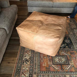 Best quality square leather pouf Leather Pouf Footstool Pouffe for living room White