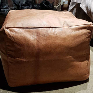 Best quality square leather pouf Leather Pouf Footstool Pouffe for living room White