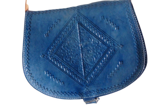 Tote Handmade Blue Genuine Leather Shoulder Bag Moroccan