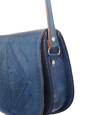 Tote Handmade Blue Genuine Leather Shoulder Bag Moroccan