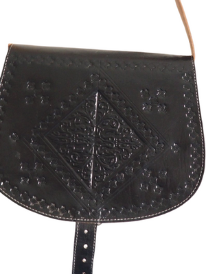 tote handmade black genuine leather Shoulder Bag Moroccan