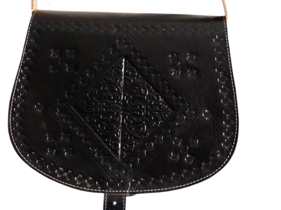 tote handmade black genuine leather Shoulder Bag Moroccan